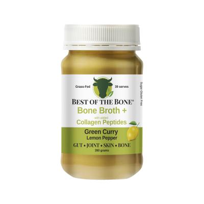 Best of the Bone Bone Broth Beef Concentrate + Collagen Peptides Green Curry Lemon Pepper 390g